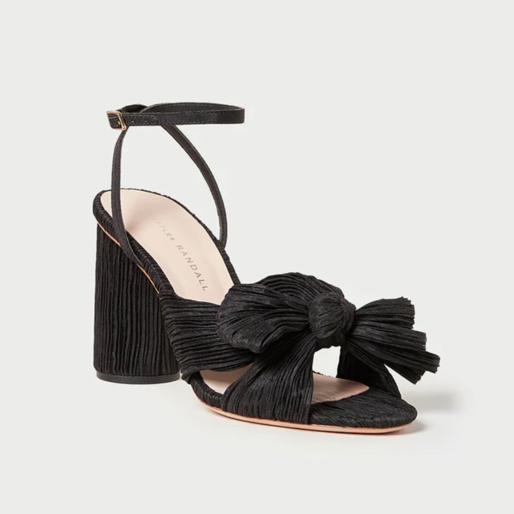 Loeffler Randall Camellia Black Pleated Bow Heel Size 9B